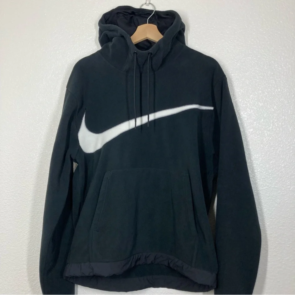Nike Club Fleece Winterized Pullover Hoodie Mens M Black Lightweight